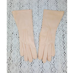 Vintage 1950s Shalimar Pink Soft Cotton Stitched Gloves Women's Size 6.5